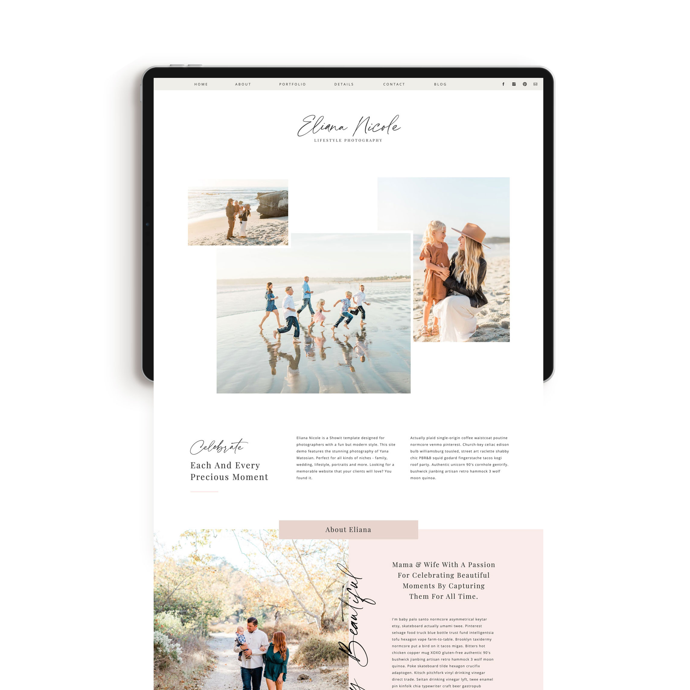 Eliana Nicole template for photographers and event planners